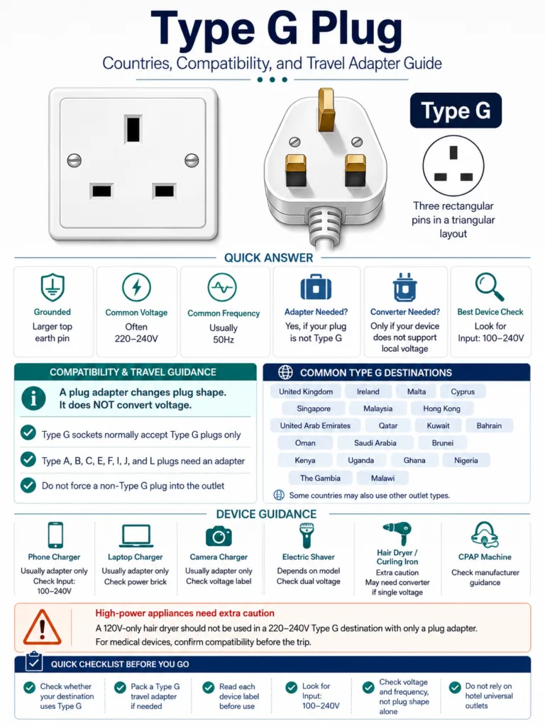 Type G Plug Countries, Compatibility, And Travel Adapter Guide