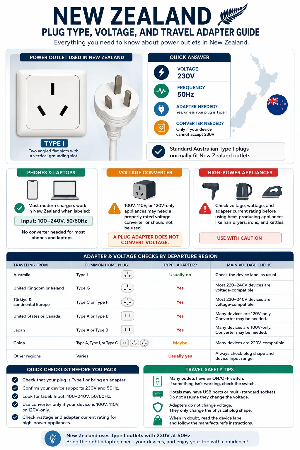 New Zealand Plug Type, Voltage, And Travel Adapter Guide